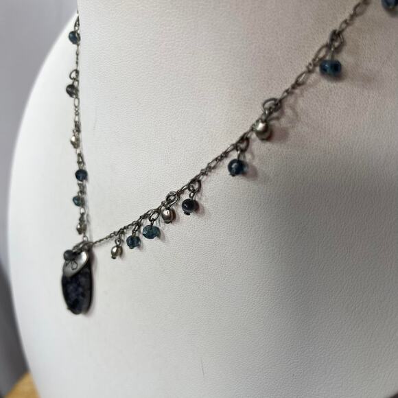 Chico's beaded pendant necklace signed costume jewelry silver tone oriental - Picture 12 of 15